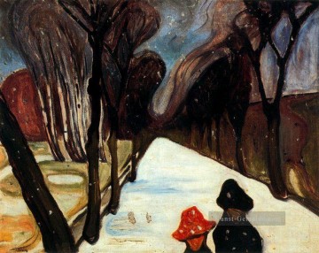 Edvard Munch Werke - fallendem Schnee in der Spur 1906 Edvard Munch